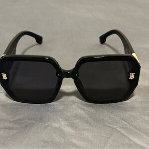 All Black Burberry TB Square Sunglasses